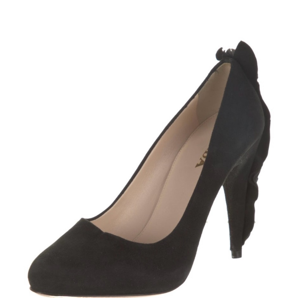 Prada Suede Ruffle Embellishment Pumps